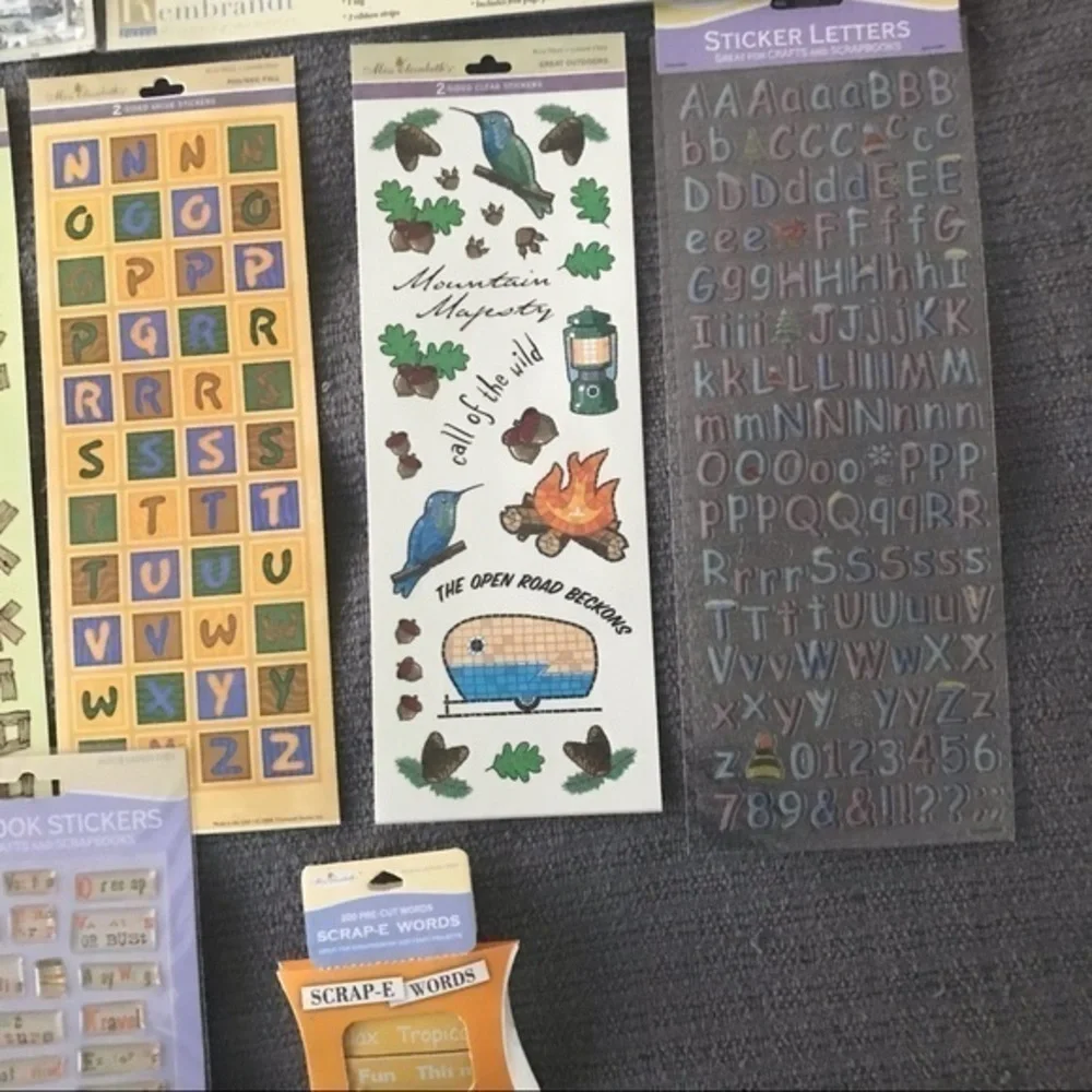 Miss Elizabeth’s Scrapbook Paper & Sticker Bundle. 13 items Adventure theme NWOT